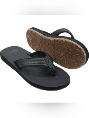 NWT Quicksilver Carver Nubuck Flip Flops Sandals Black Men's Size 14